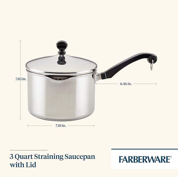 Farberware Classic Stainless Steel 3-Quart Covered Straining Saucepan - Image 2