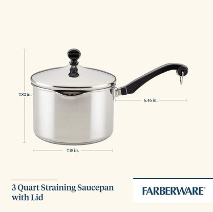 Farberware Classic Stainless Steel 3-Quart Covered Straining Saucepan - Image 2