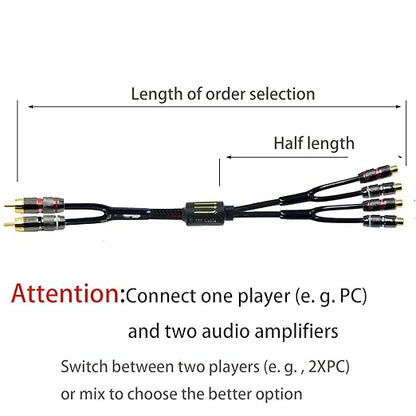 Arklove 1ft Shielded RCA Plug Splitter Stereo Audio Video Cable 2 Male to 4 - Image 3