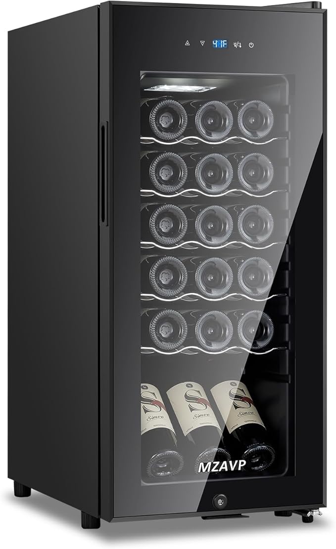 Mini Wine Fridge-Black, 18 Bottles Low Noise Compressor Wine Cooler, by MZAVP