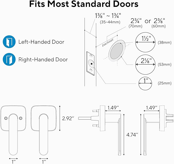 ULTRALOQ Passage Lever Door Handle, Reversible Handle No Lock - Image 5