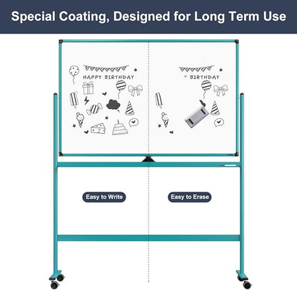 Mobile Whiteboard on Wheels, 48x32 Inches Rolling Whiteboard, Magnetic Dry - Image 5