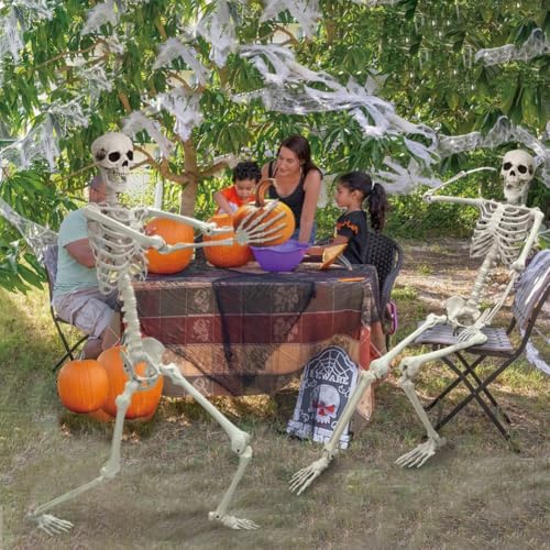 5.9FT Poseable Life Size Skeleton, Plastic Full Size Spooky Scary Skeleton wi...
