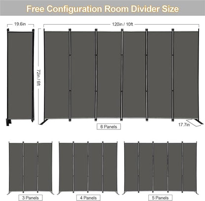 MAYOLIAH 6 Panel Folding Privacy Screen 9ft Wide, 6ft Tall Partition Room - Image 5