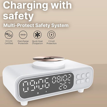 IHAO 5in1 Alarm Clock with Wireless Charging Night Light 15W Fast Charger - Image 9