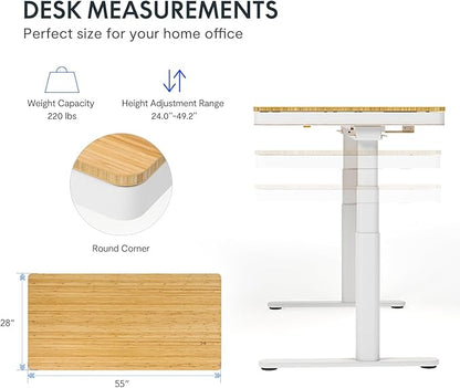 SANODESK Standing Desk with Drawer, Dual Motor 3 Stage Electric Height - Image 9
