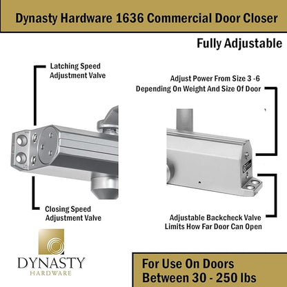 Dynasty Door Closer Adjustable Spring Size 3-6 Hydraulic Automatic Door Closer - Image 4