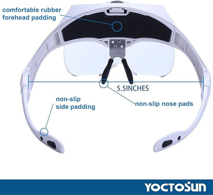 YOCTOSUN LED Head Magnifier, Rechargeable Hands Free Headband Magnifying Glasses - Image 5