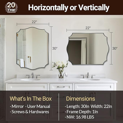 ANDY STAR Chrome Bathroom Mirror, 22x30 Inch Polished Nickel Vanity Mirror - Image 2