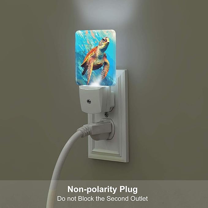 FSHVQKD Watercolor Wild Turtle Night Light, Plug Into Wall - Image 5