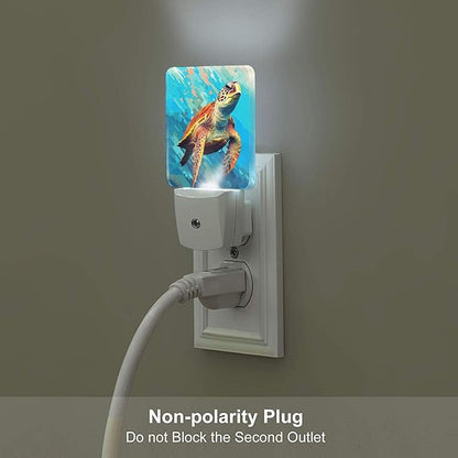 FSHVQKD Watercolor Wild Turtle Night Light, Plug Into Wall - Image 5