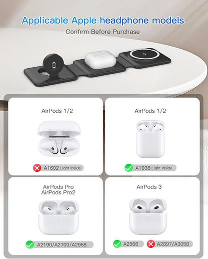 Magnetic Wireless Charger for iPhone: Fodable 3 in 1 Charging Station for - Image 5