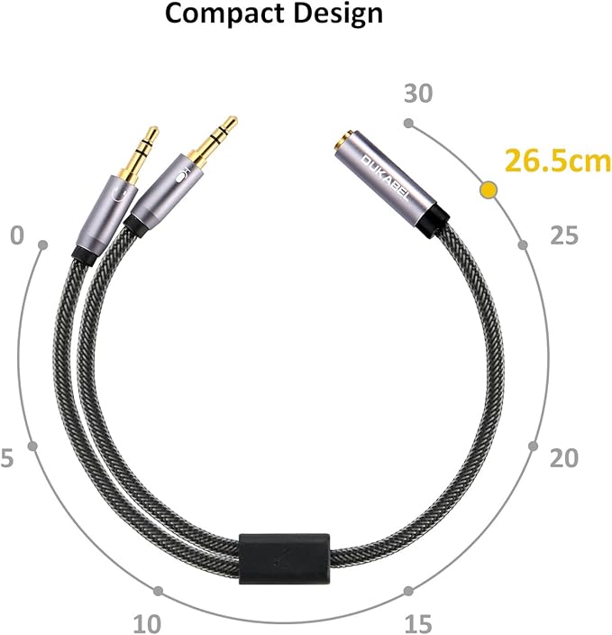 DUKABEL Gold-Plated & Strong Braided Y Splitter Audio Cable - Image 8