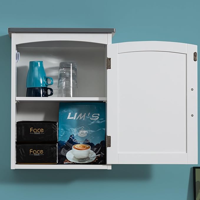 Bathroom Wall Cabinet 15 x 20 Inch Small Wall Cabinets Single Door Over Toilet - Image 6