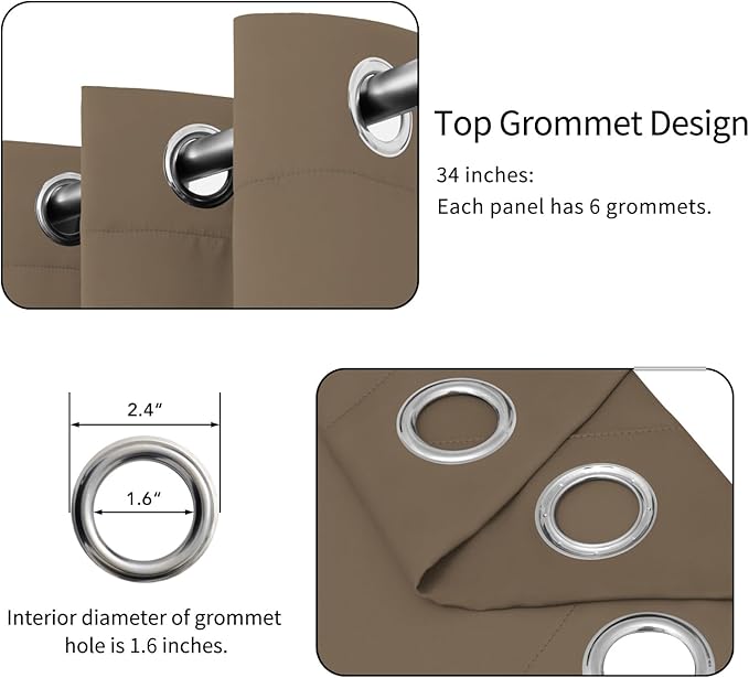 Easy-Going Blackout Curtains for Bedroom, Solid Thermal Insulated Grommet and - Image 4