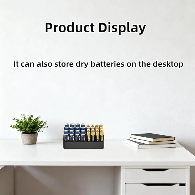 Battery Storage Organizer Battery Storage Box Black Fits 16 AAA & 12 AA - Image 5