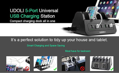 UDOLI 5 USB Ports Charging Station Organizer - Image 3