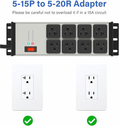 CCCEI 2PCS Heavy Duty Power Strip Surge Protector 20 AMP, 8 Outlets 12 Gauge - Image 5