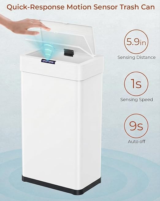TLSUNNY 13.2 Gallon Motion Sensor Trash Can, Touchless Automatic Garbage Can - Image 3
