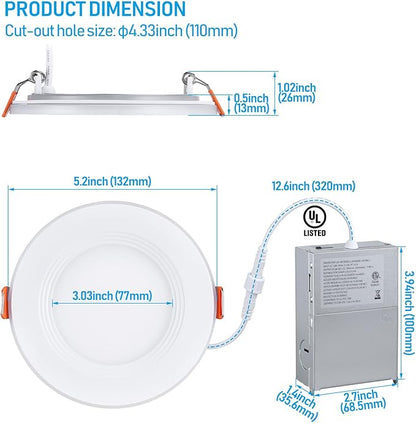 TORCHSTAR 8-Pack 5CCT 4 Inch Slim LED Recessed Lights - Image 6