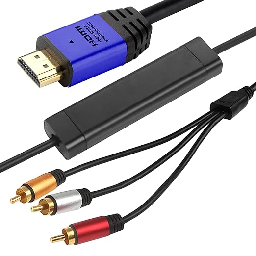 HDMI to RCA 10FT Cable with IC, HDMI Male to 3-RCA BL AV Cable Video Audio - Image 2