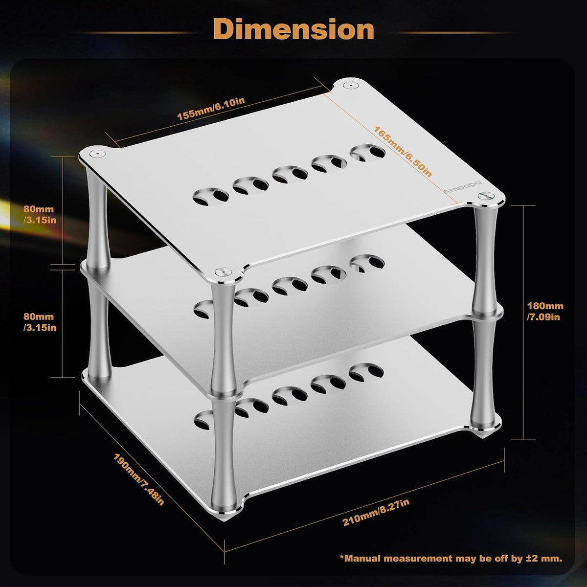 BK1 Desktop HiFi Stand: Aluminum Audio Rack A1 D1 Q1 Amplifier DAC Preamp wit...