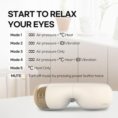 HubiCare Eye Massager with Heat, and Music Helps Relieve Strain, Dark Circles - Image 6
