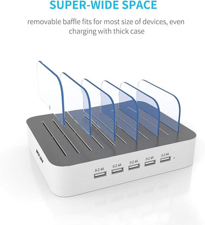 MSTJRY Charging Station for Multiple Devices : 5 Port Multi USB-A Charger - Image 5