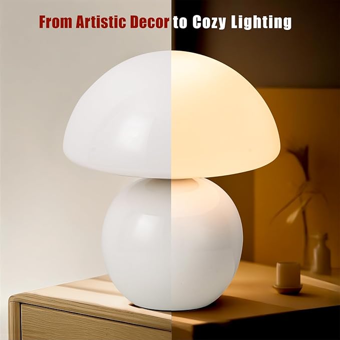 Mushroom Table Lamp, Ceramic Base - Image 6