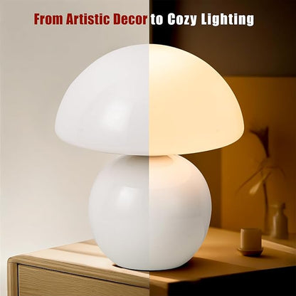 Mushroom Table Lamp, Ceramic Base - Image 6