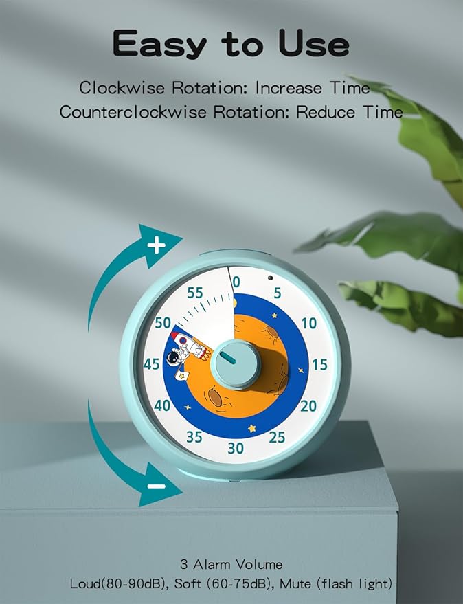 Visual Timer for Kids, 60-Minute Countdown Timer for Classroom Office Kitchen - Image 4
