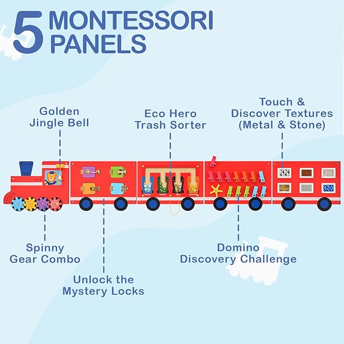 Monläurd® Wooden Train Activity Wall Panel - Image 4