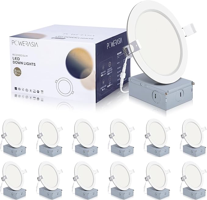12 Pack 6 Inch Ultra-Thin LED Recessed Ceiling Light by POWERASIA