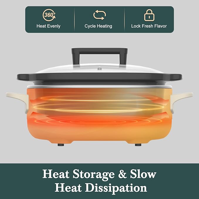MAGNIFIQUE 6 Quart Programmable Slow Cooker Removable Healthy Nonstick Pot - Image 5