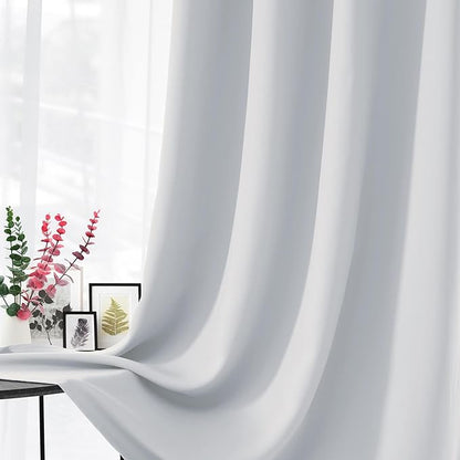 CUCRAF Grayish White Blackout Curtains 54 Inches Long, Thermal Insulated Noise - Image 4