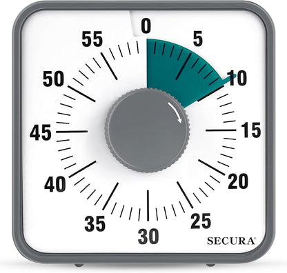 Secura 7.5 Inch Visual Timer, 60 Minute Visual Oversize Countdown Timer by Secura