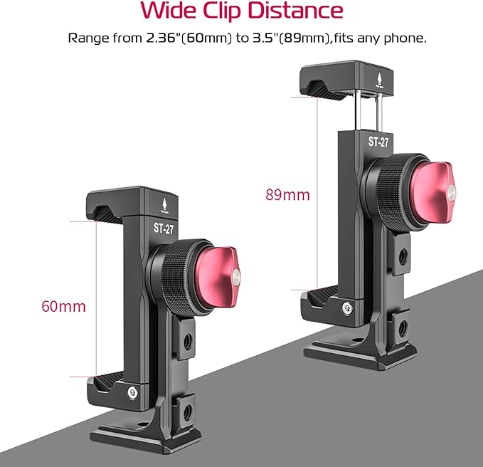 Metal Phone Tripod Mount 3 Cold Shoes & Arca Port, 360° Smartphone Tripod - Image 5