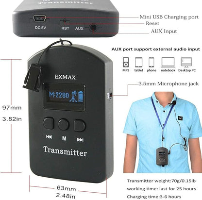 EXMAX® EXD-6824 Handfree 2.4G Wireless Tour Guide System 9999 Channels - Image 5