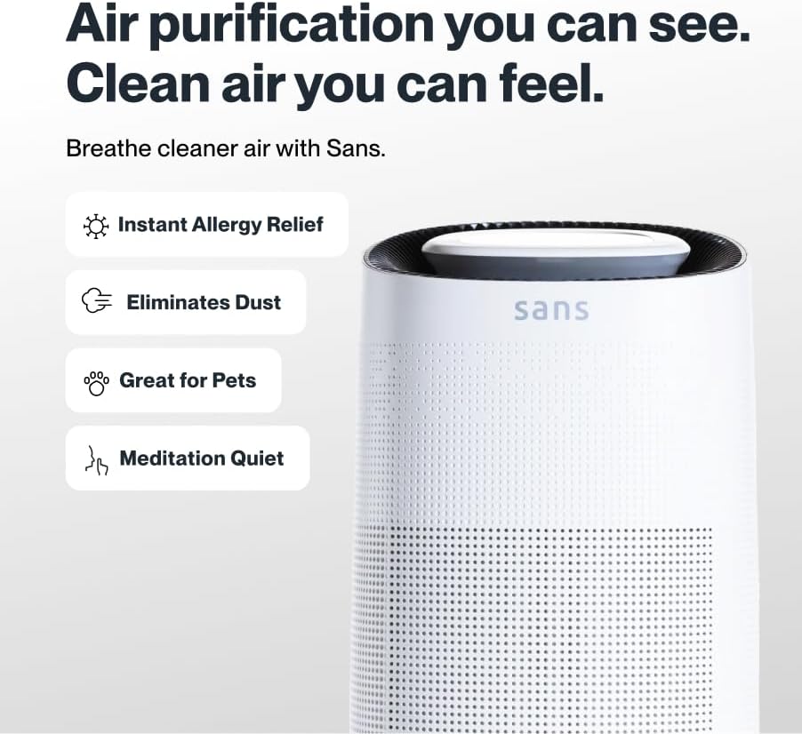 sans hepa air purifier for whole home &, front angle view