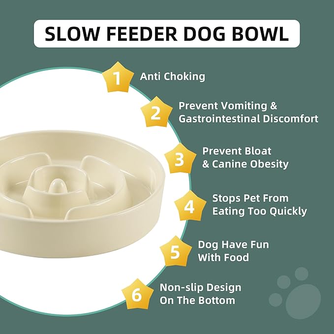 Ceramic 1.2 Cup Slow Feeder Dog Bowl - Image 5