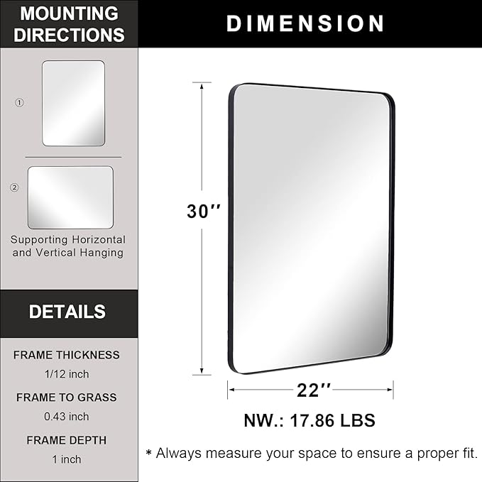 ANDY STAR Wall Mirror for Bathroom - Image 6