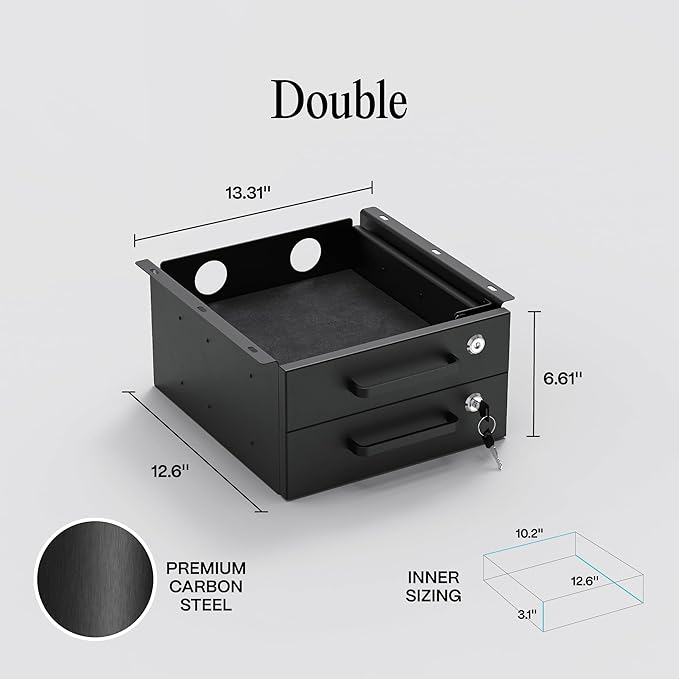 Under Desk Drawer Slide-Out – Lockable Metal Storage Drawers - Image 2