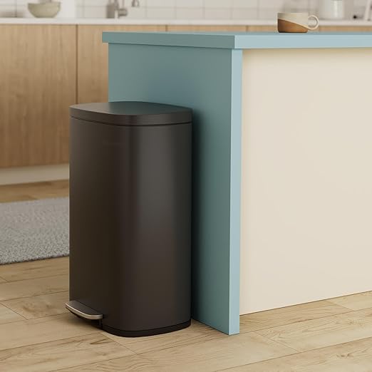 SONGMICS 13 Gallon Trash Can, Stainless Steel Kitchen Garbage Can, Recycling or - Image 2