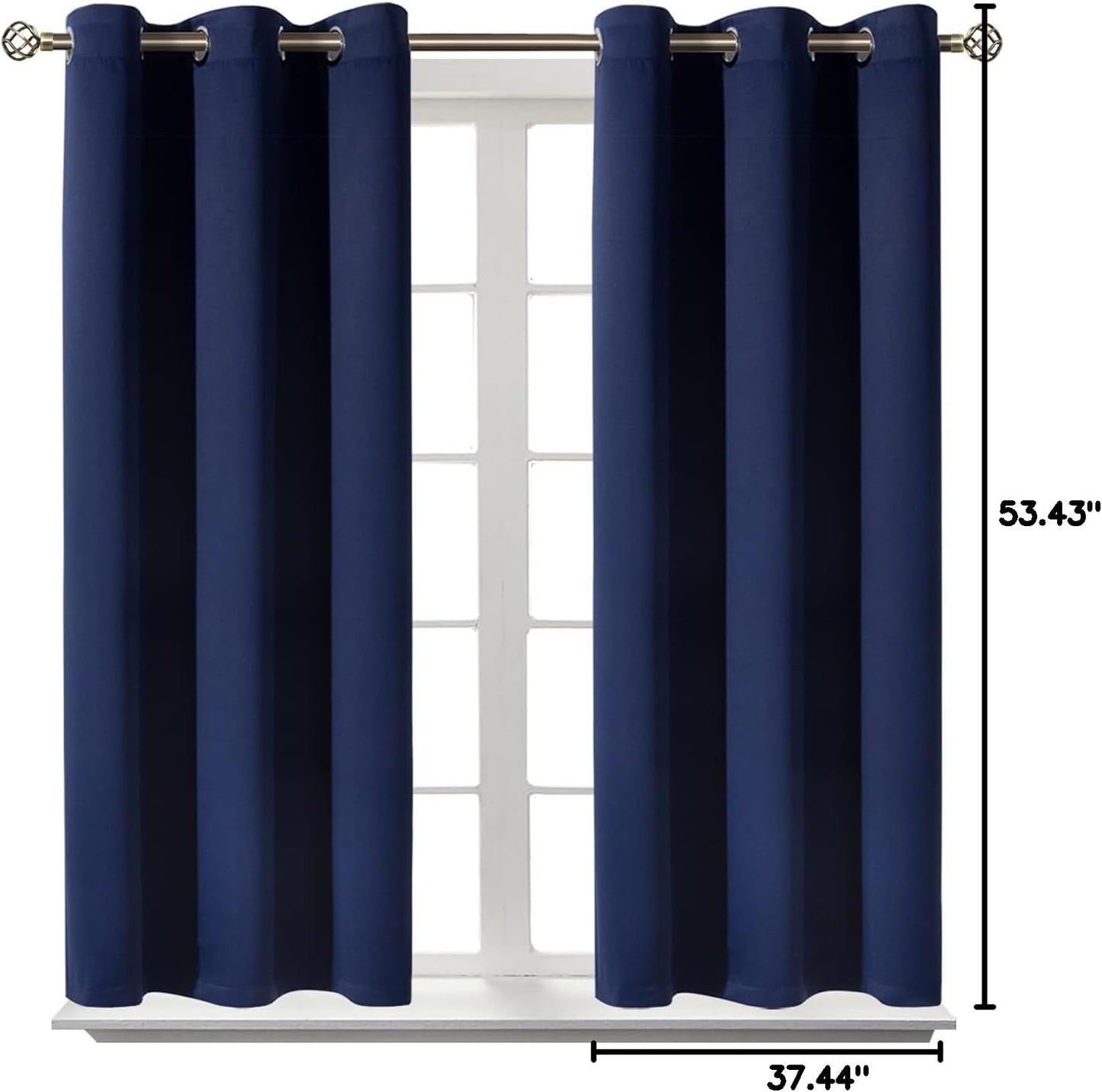 BGment Blackout Curtains for Bedroom - Grommet Thermal Insulated Room Darkening Curtains for Living Room, Set of 2 Panels (38 x 54 Inch, Navy Blue)