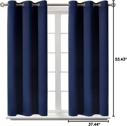 BGment Blackout Curtains for Bedroom - Grommet Thermal Insulated Room Darkening Curtains for Living Room, Set of 2 Panels (38 x 54 Inch, Navy Blue)