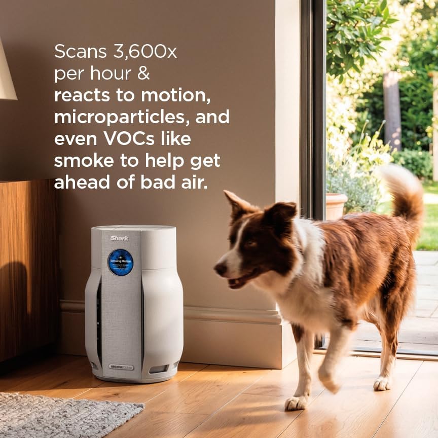 shark breatheclear smart air purifier, hp162, dove, side view
