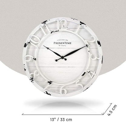Presentime & Co 13" Farmhouse Series Wall Clock, Quartz Movement, Shiplap Style - Image 4