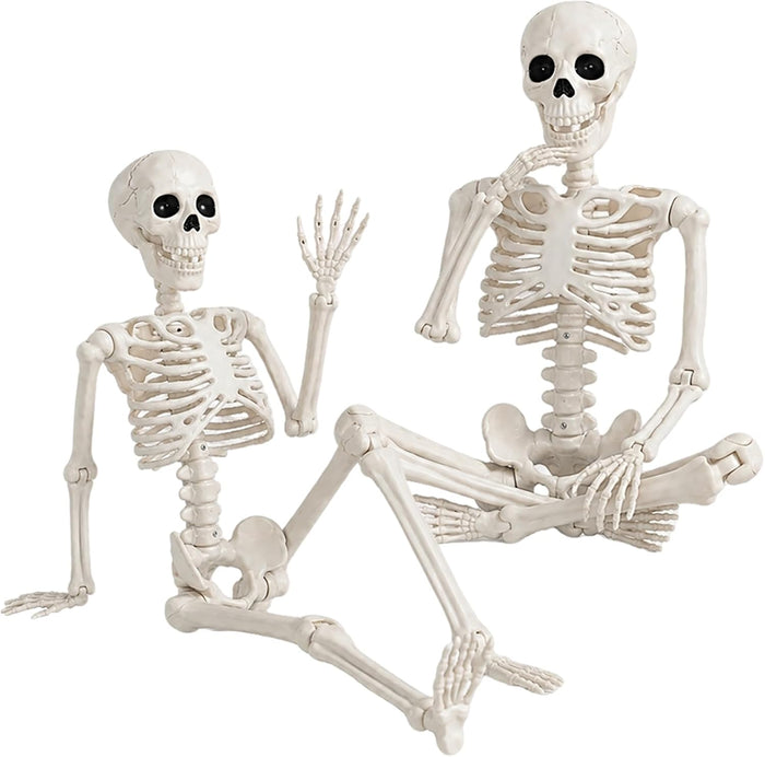 2Pcs Halloween Skeleton Decorations,36" Posable Human Skeleton Decorations for Halloween Party Decor, Haunted House Props Indoor Outdoor Decoration