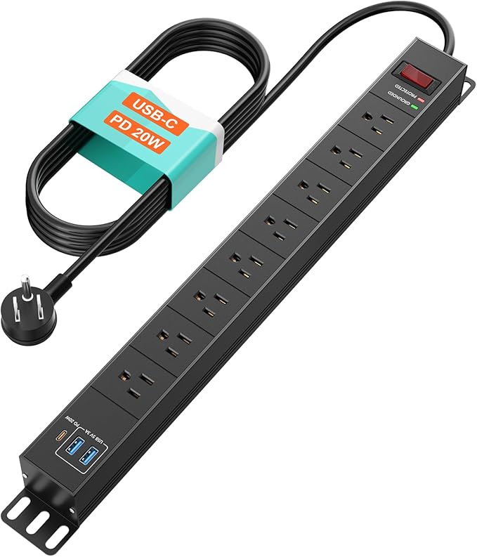 QBA 8 Outlet Metal Power Strip by QBAMakesYourLifeEasier