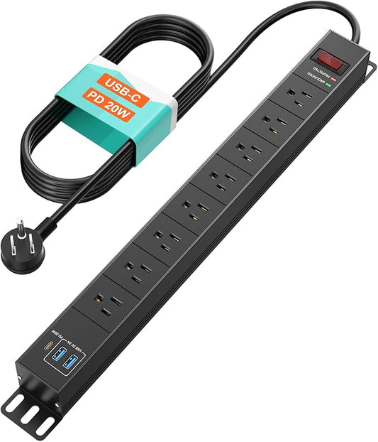 QBA 8 Outlet Metal Power Strip by QBAMakesYourLifeEasier